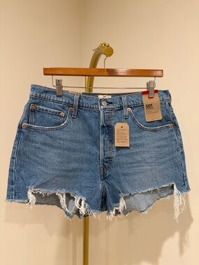 Levi's Women's Blue Distressed Denim Cutoff Shorts